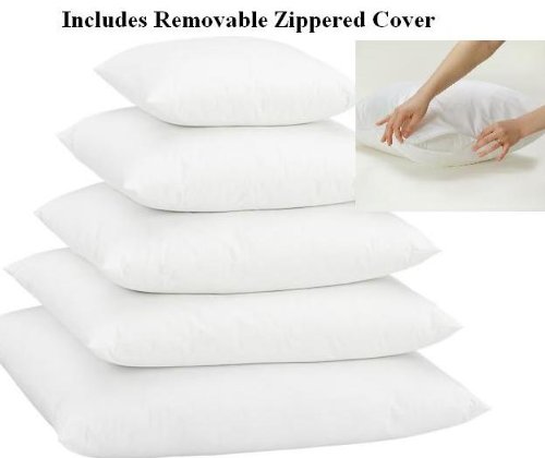 Set of 2 - Poly Pillow Inserts with Zippered Cover- Premium Quality- 16x16